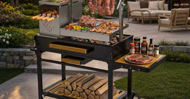 Buy Heavy-Duty Argentine Santa Maria Wood Charcoal Grill with Adjustable Grate & Full Accessories
