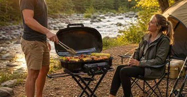 2-Burner 2-in-1 Propane Grill | American Backyard & North American Camping BBQ