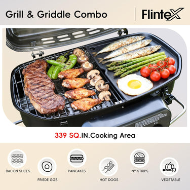 2-Burner Portable Propane Gas Grill Green | 2-in-1 Outdoor Camping BBQ Grill
