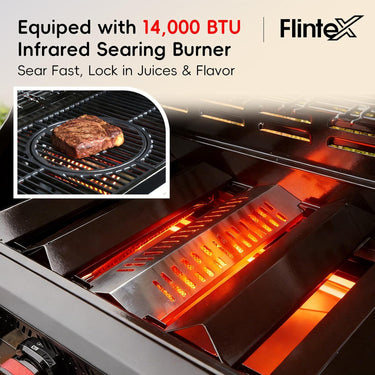 Pro Series 5-Burner Infrared Gas Grill, 60000 BTU Propane/Natural Gas Convertible with Side Burner, Porcelain-Enameled Cast Iron Grates & Griddle Combo for Outdoor BBQ Cooking